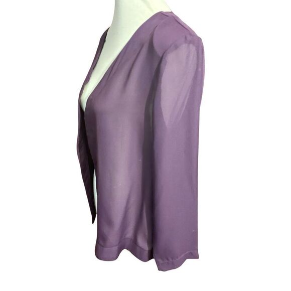 Channa Vintage Semi-Sheer Plum Open Blazer Long Sleeve Size Large - Picture 5 of 13